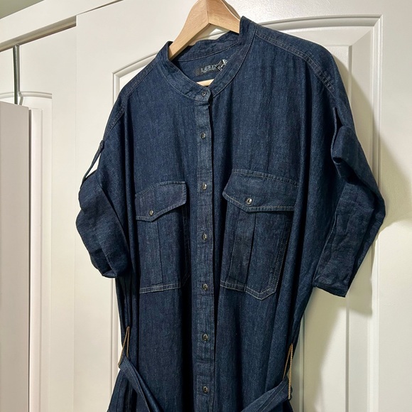 Lauren Ralph Lauren Women's Belted Denim Tiered Shirtdress 22W - Picture 7 of 13